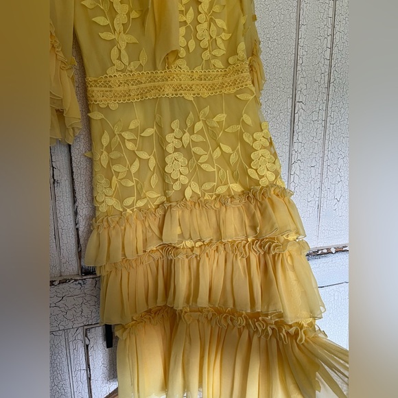 Gorgeous yellow tiered Costarellos dress - Picture 2 of 11
